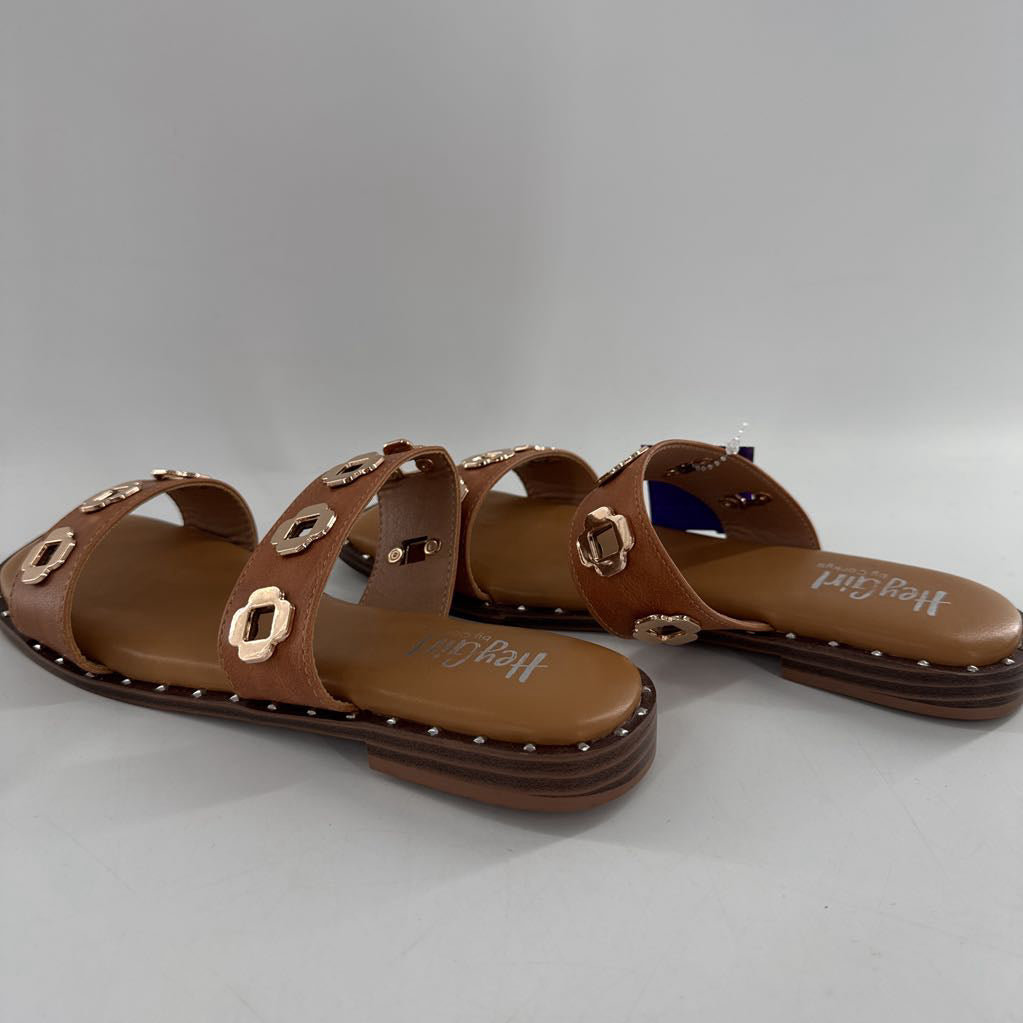 7 gold grommet strap sandal