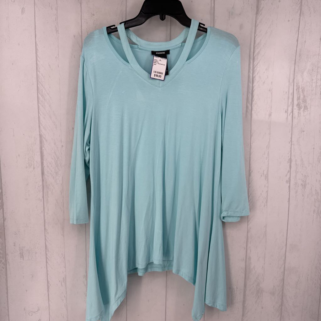 R58 L asymetrical hem v-neck 3/4 slv top