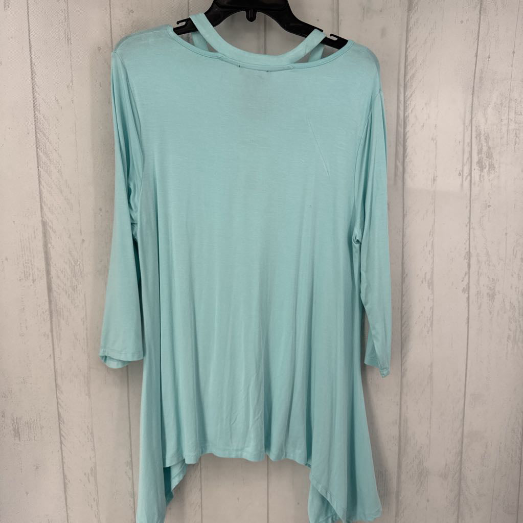 R58 L asymetrical hem v-neck 3/4 slv top