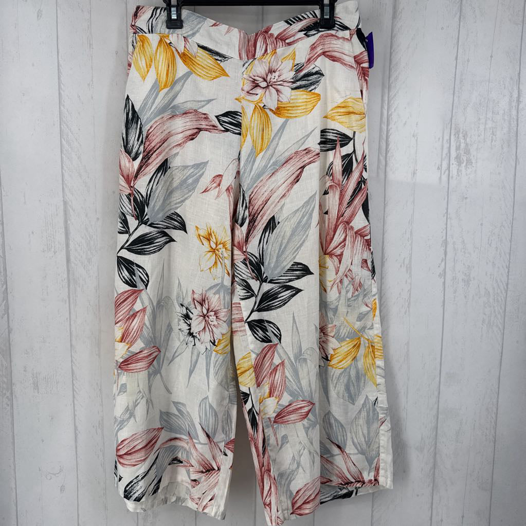 L flo print linen wide leg pant