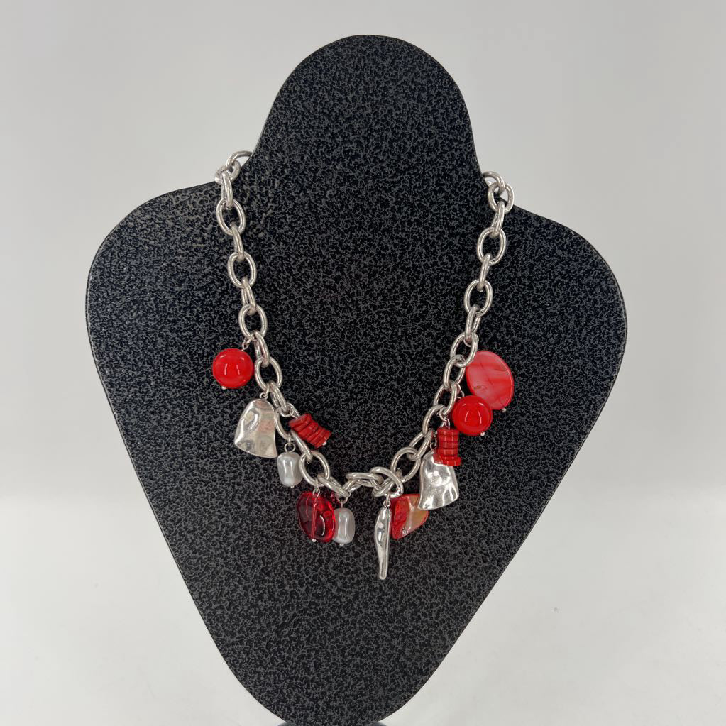 R40 red & silver choker necklace