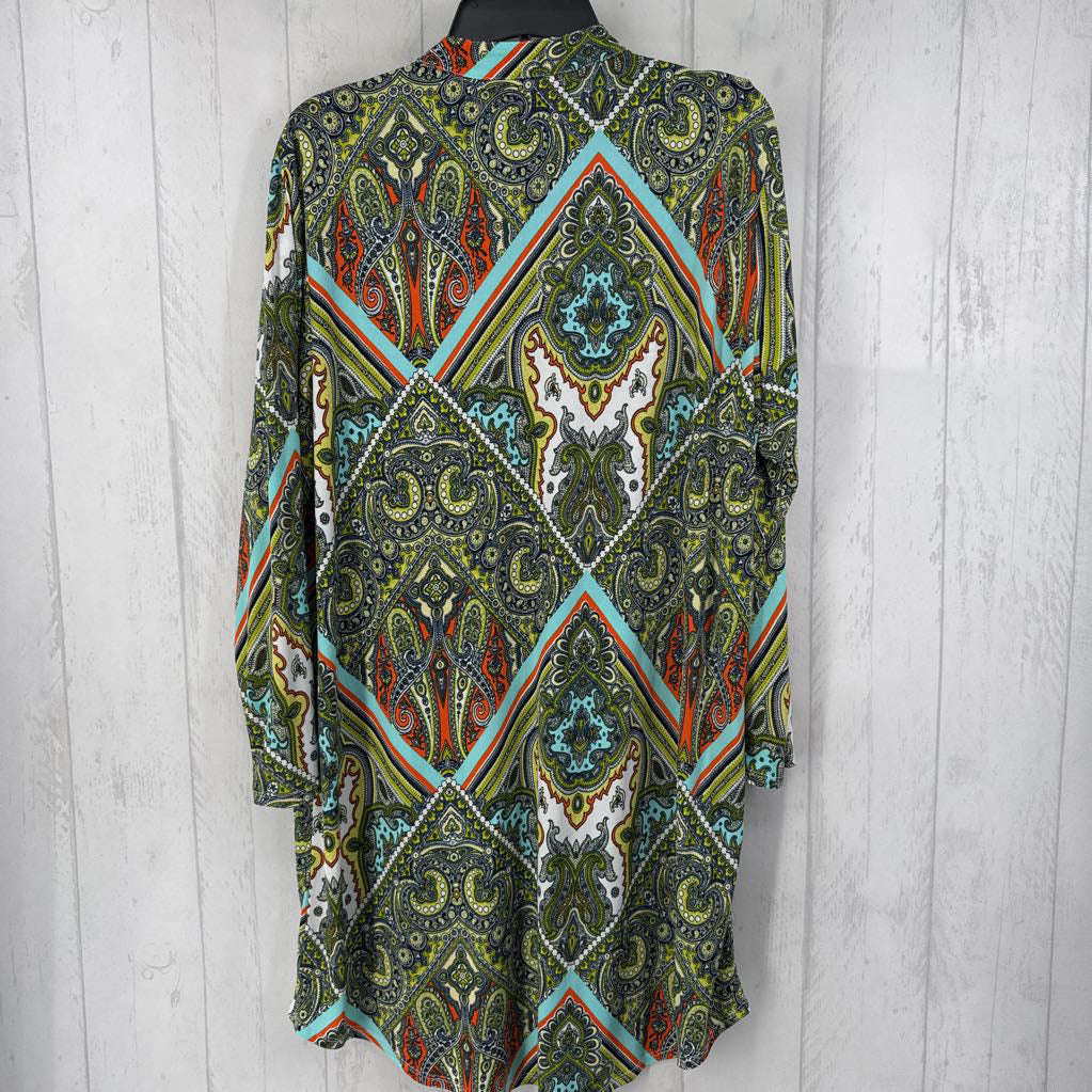 XL paisley print v-neck l/s dress