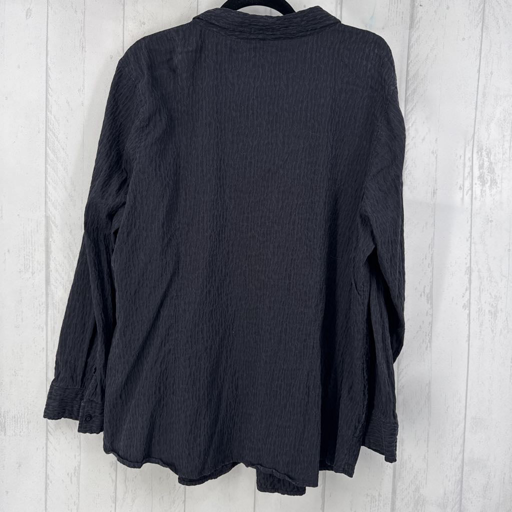 1X textured button down l/s top