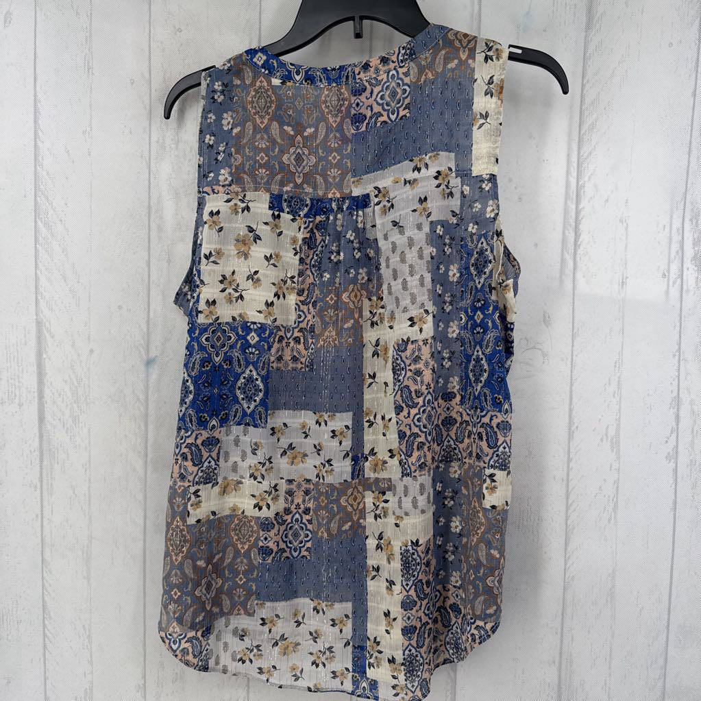 L paisley print split neck tank