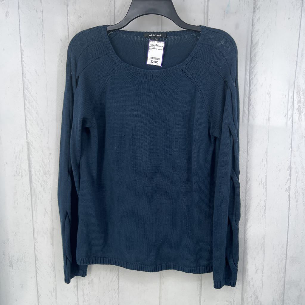 L crewneck woven slv sweater