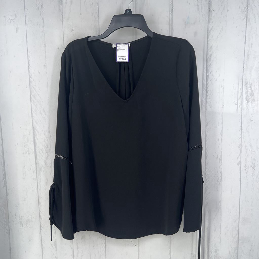 L v-neck flared bow slv top