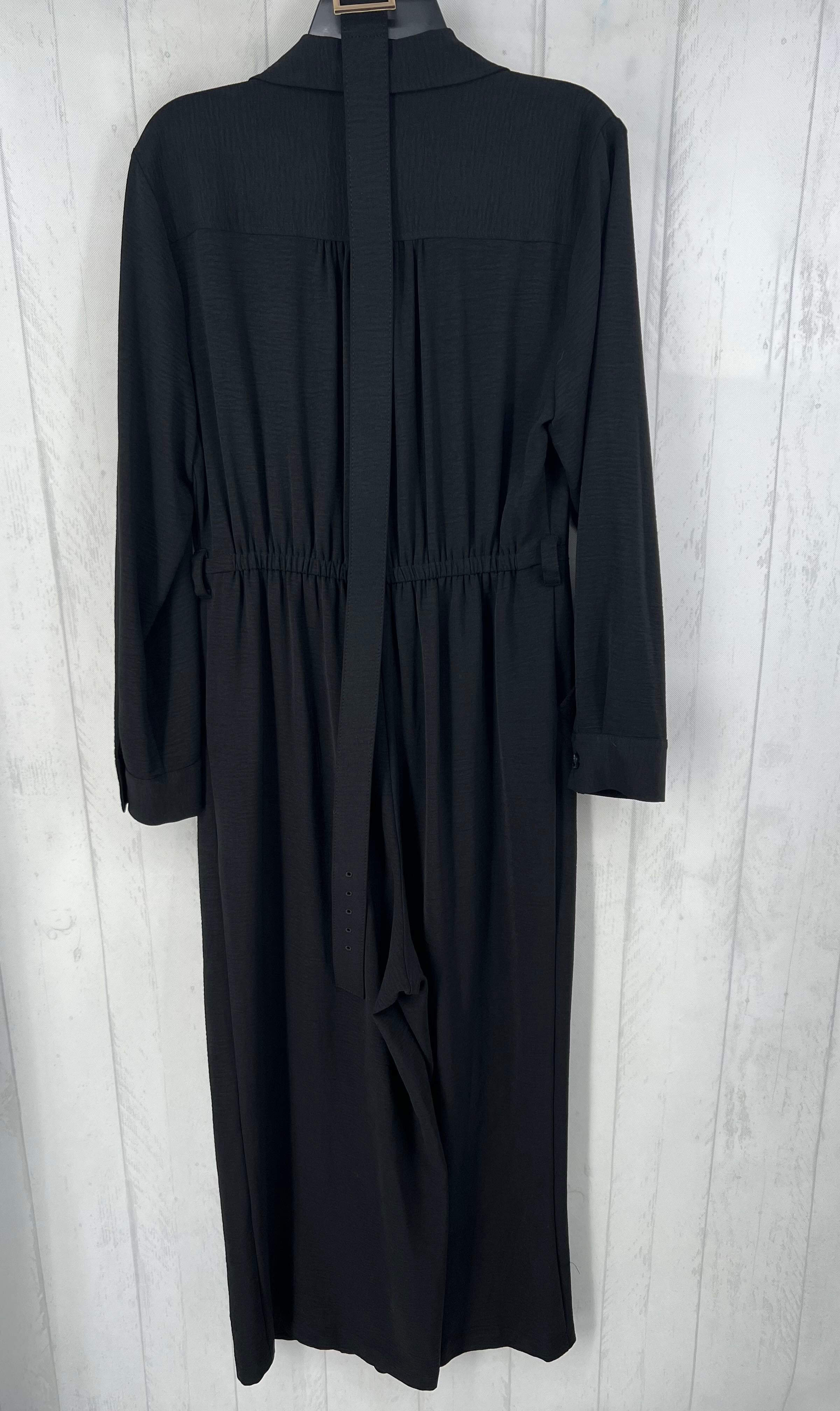 XL button front belted l/s jumpsuit