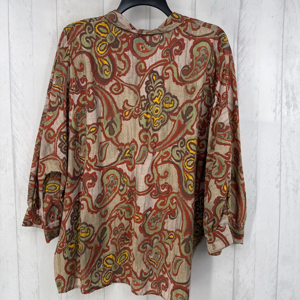 L paisley print button down l/s top