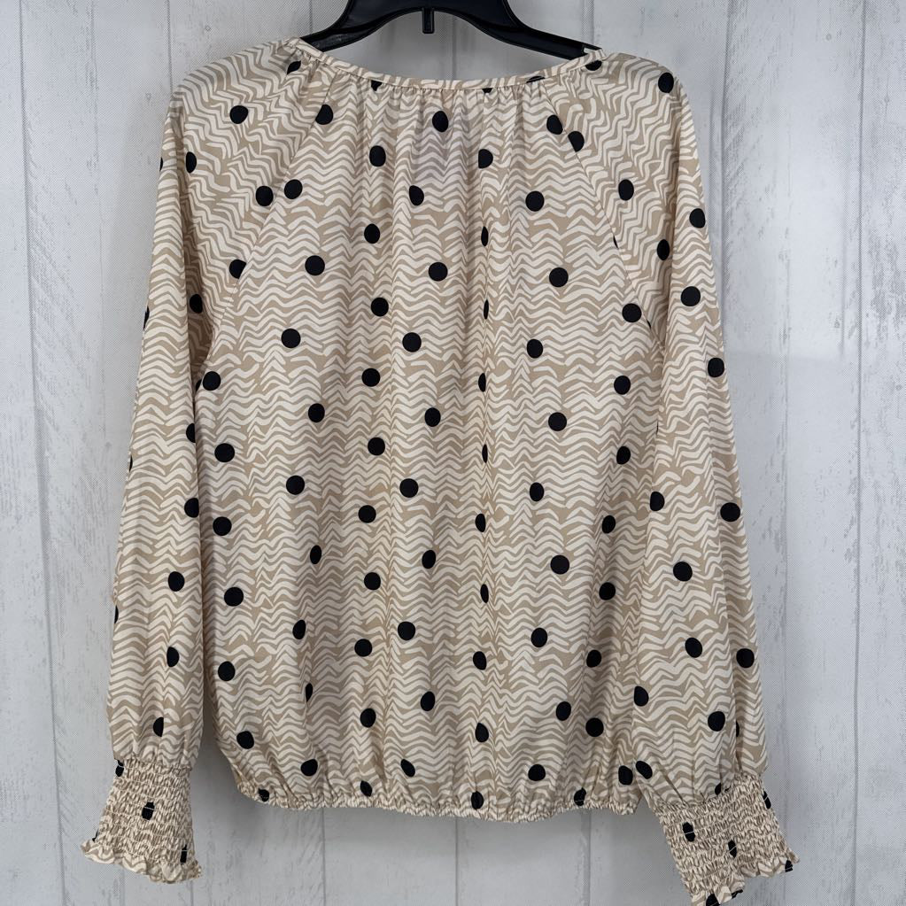 S polka dot bow front l/s top