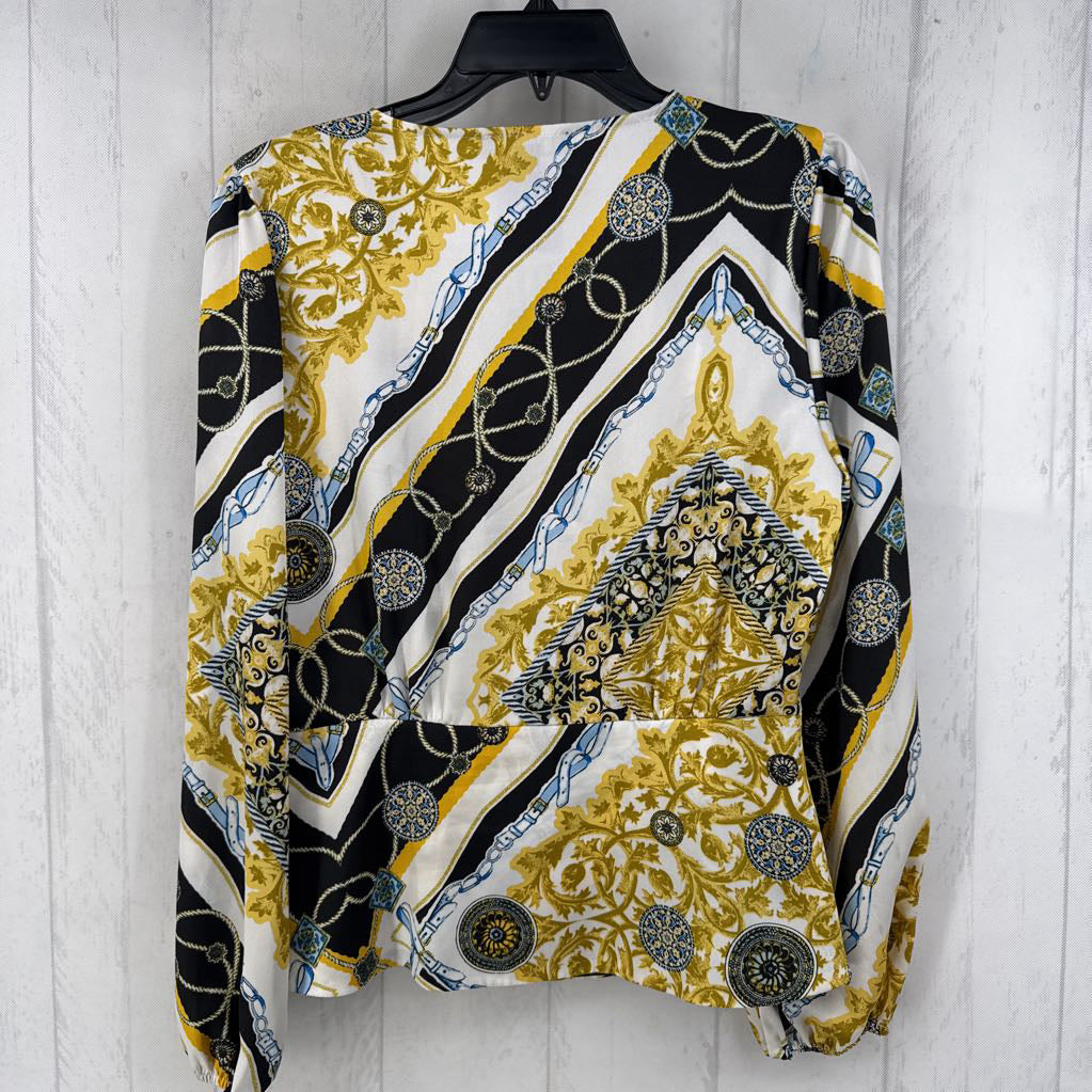 S buckle print crossover l/s top