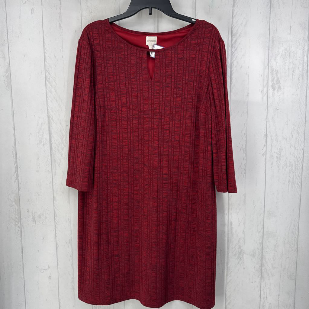 XL ribbed notch neck 3/4 slv dress