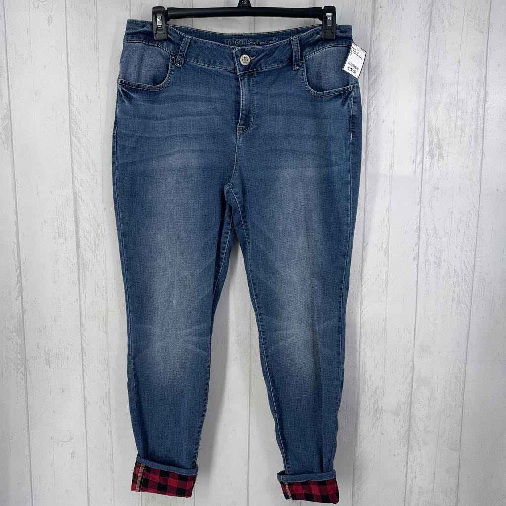 XL mid rise plaid cuff jean