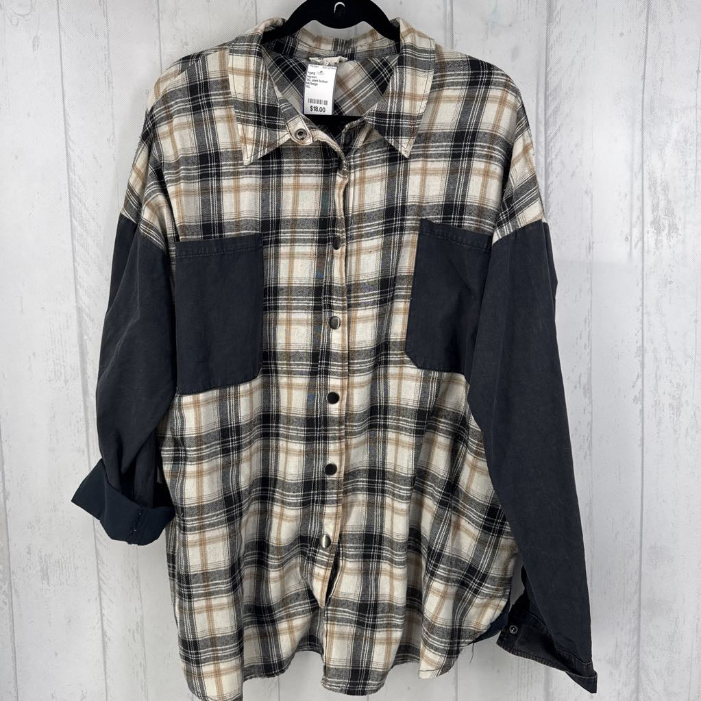 1XL plaid button down l/s top