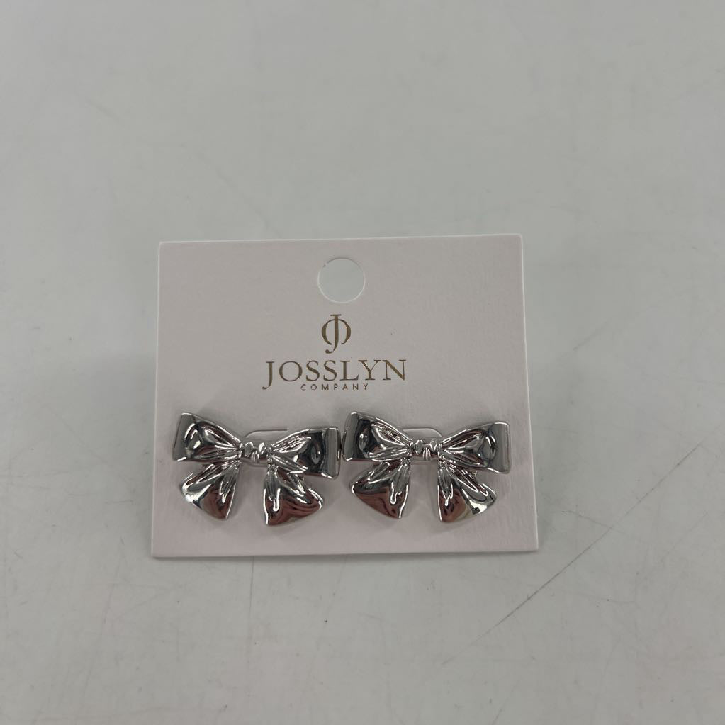 silver bow post earrings