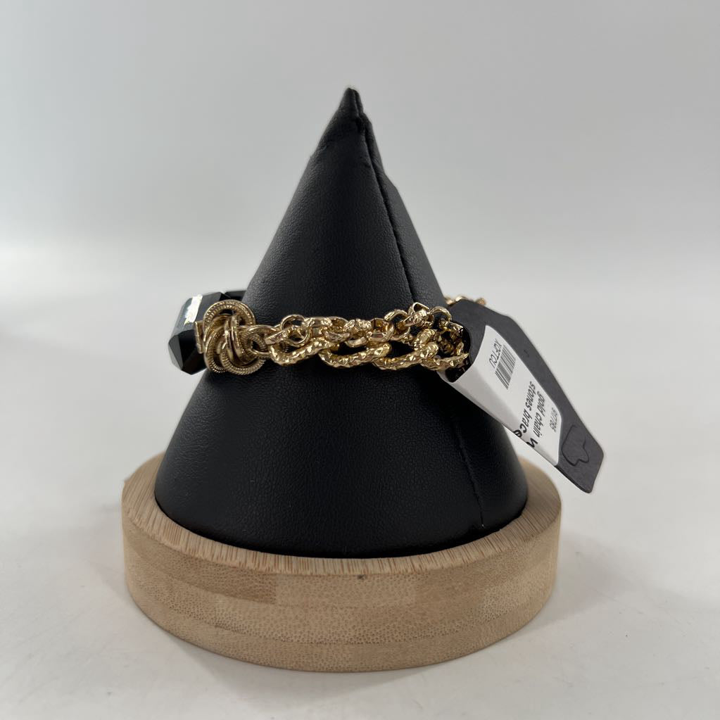 gold chain w/ black stones bracelet