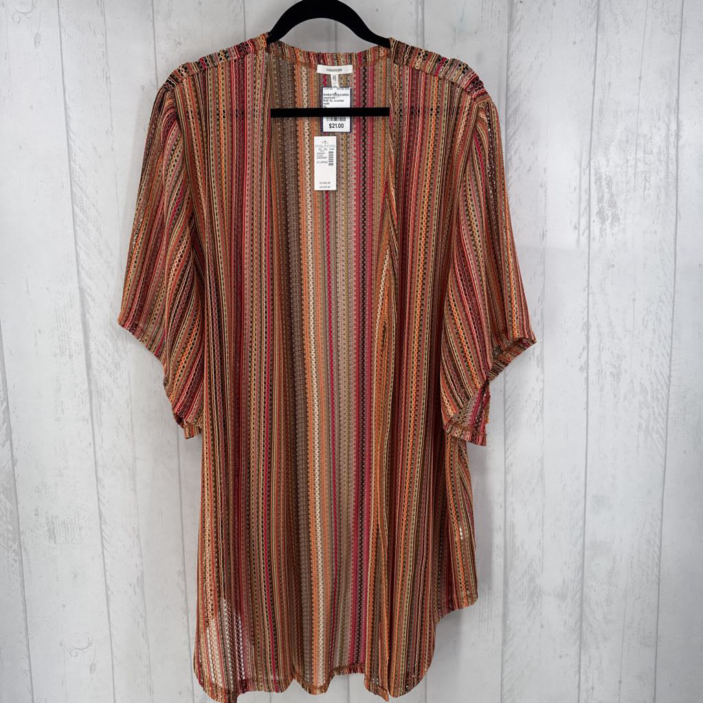 R40 XL crochet stripe flowy slv cardi