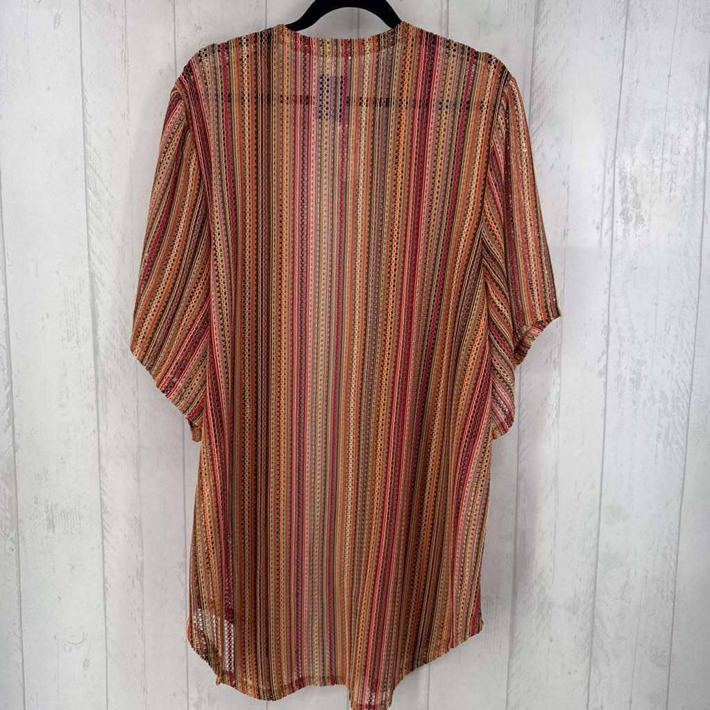 R40 XL crochet stripe flowy slv cardi