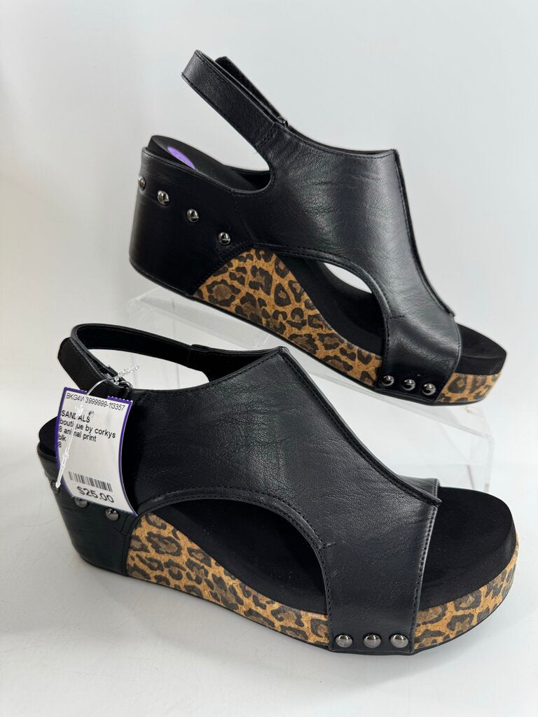 8 animal print wedge heel sandal