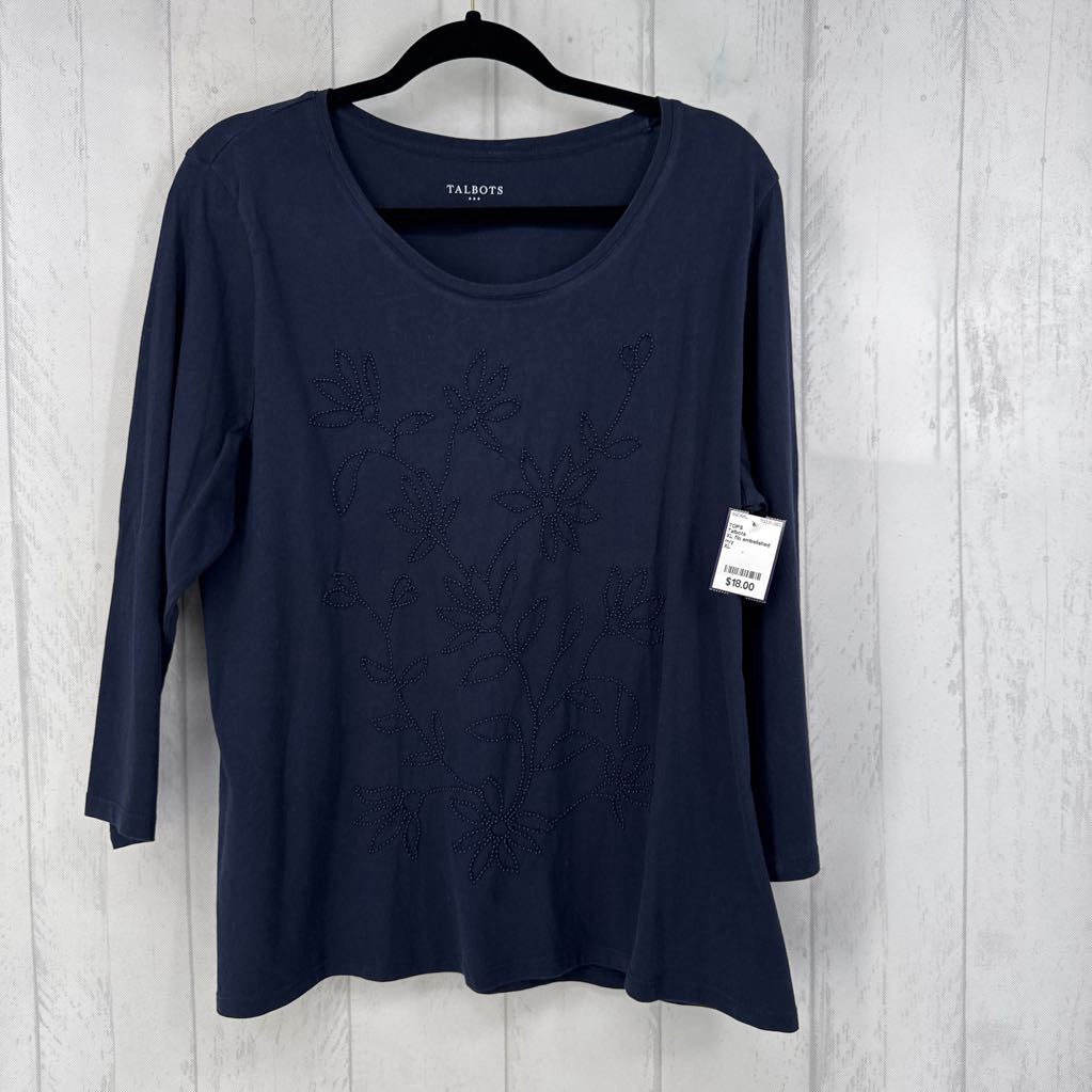 XL flo embelished 3/4 slv top