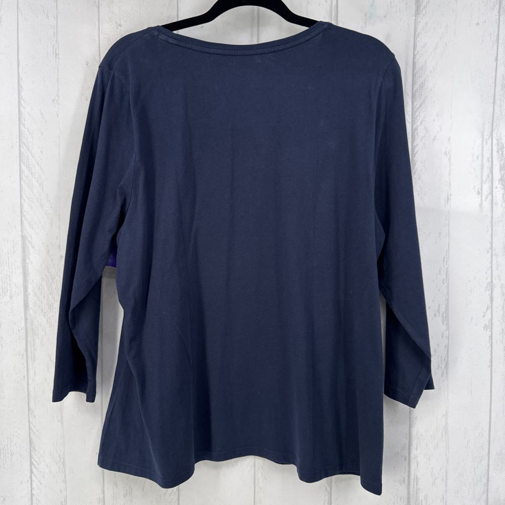 XL flo embelished 3/4 slv top