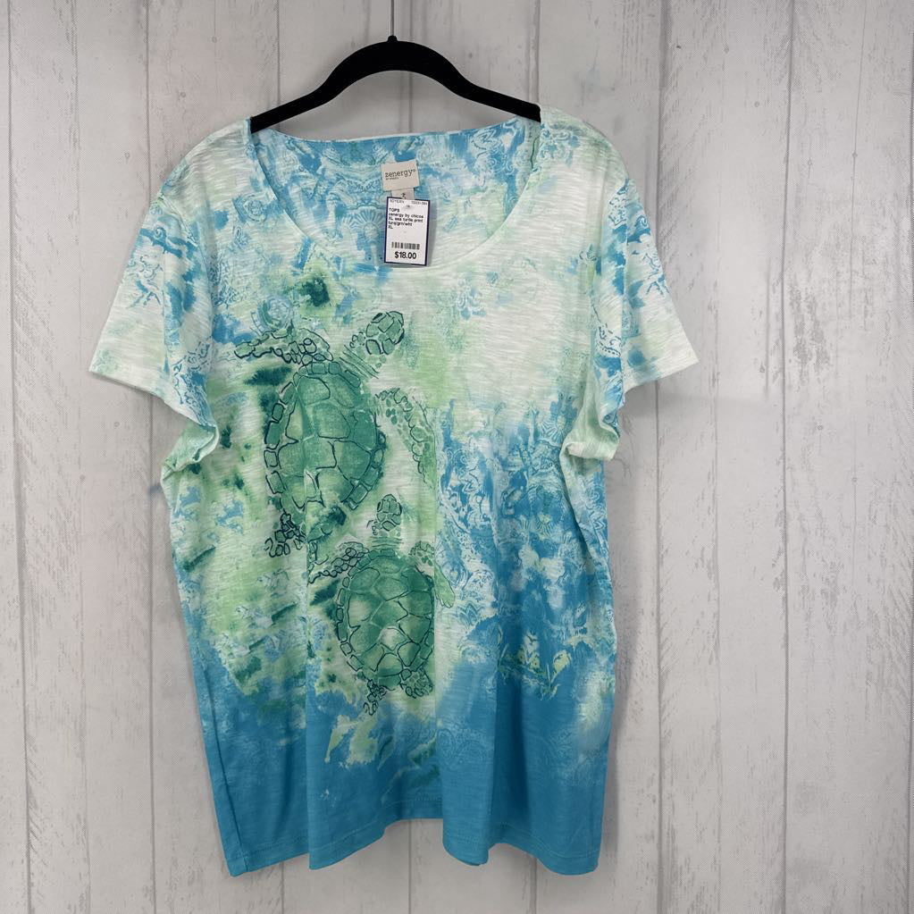 XL sea turtle print s/s tee