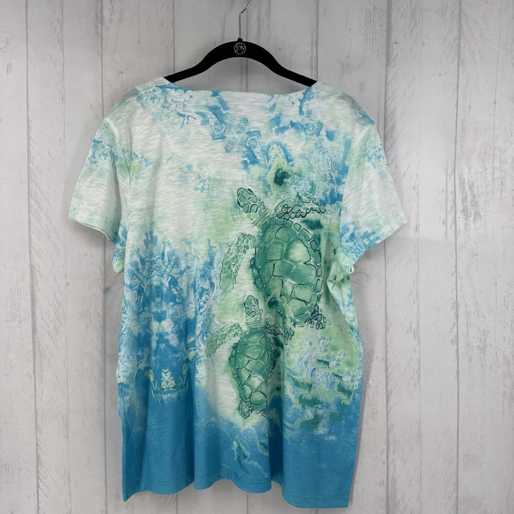 XL sea turtle print s/s tee