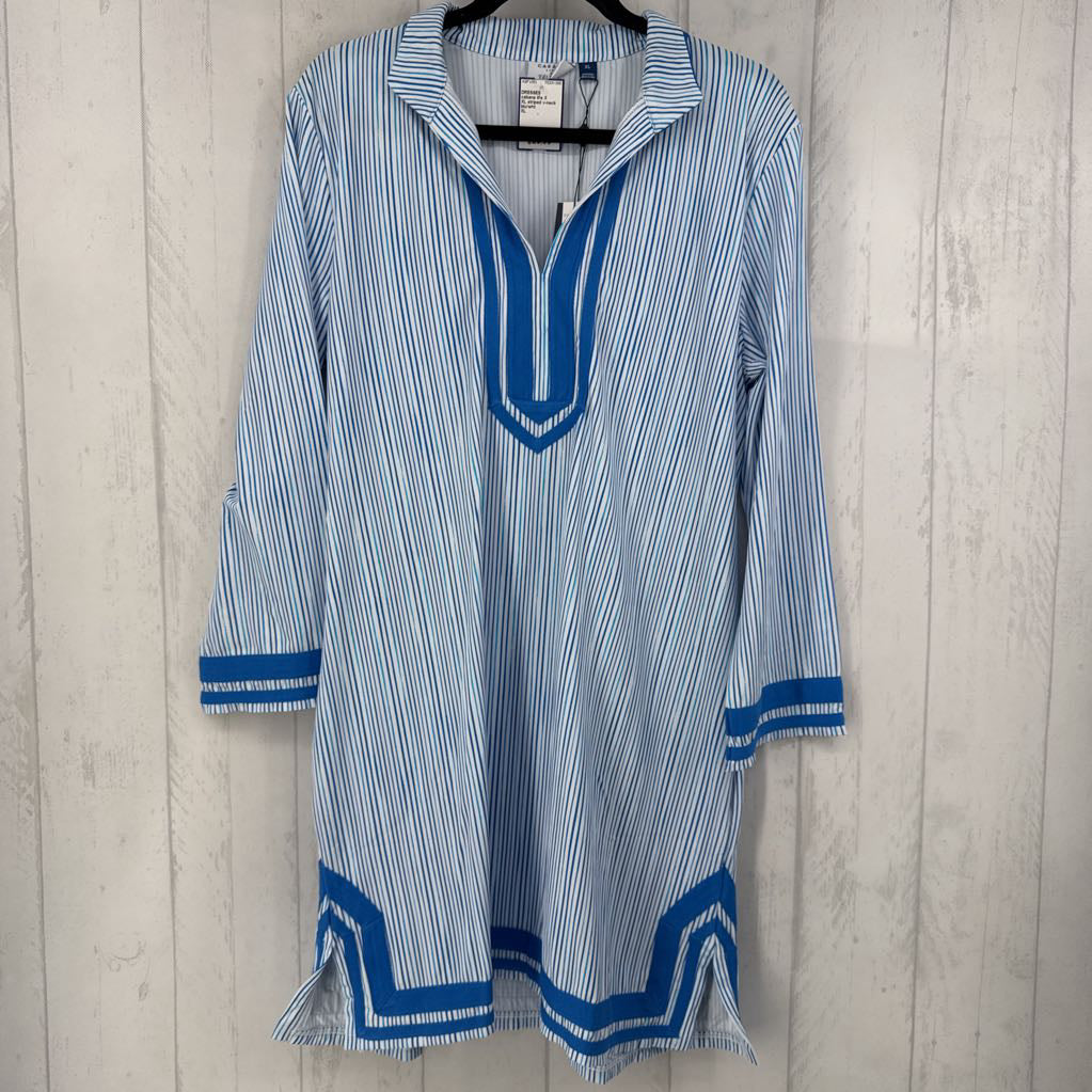 XL striped v-neck l/s dress