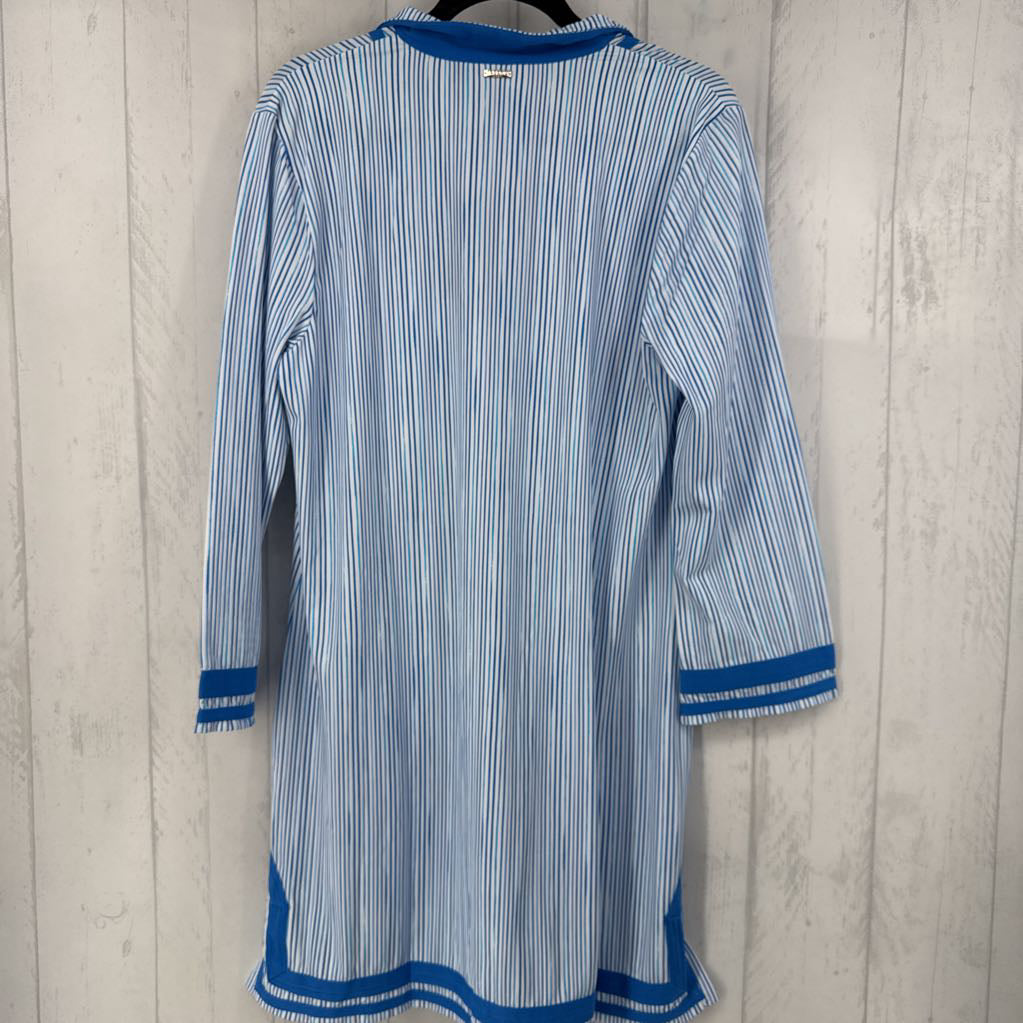 XL striped v-neck l/s dress
