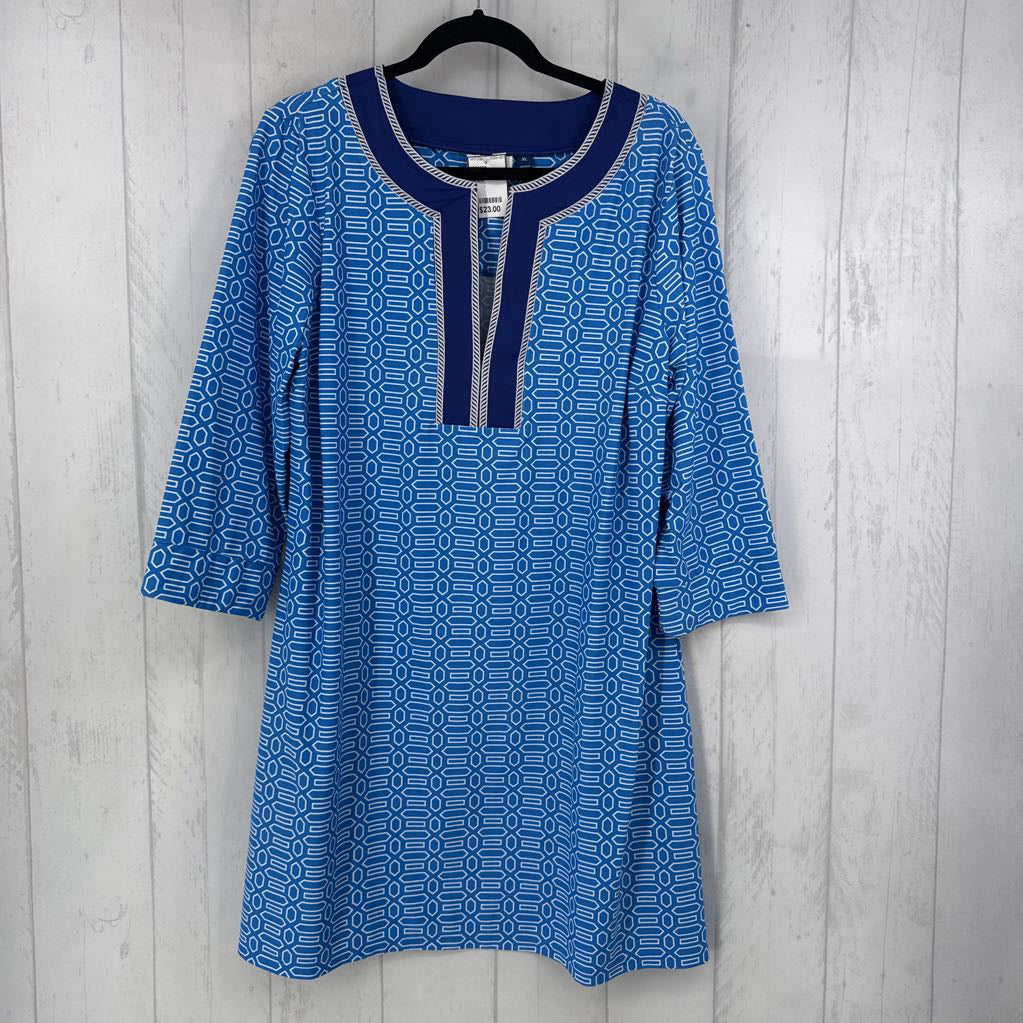 XL printed v-neck l/s dress