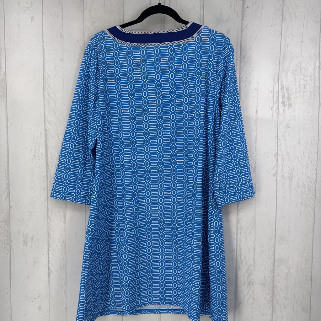 XL printed v-neck l/s dress