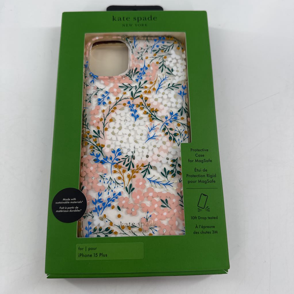 I phone kate spade 15 plus phone case pink & blue flowers