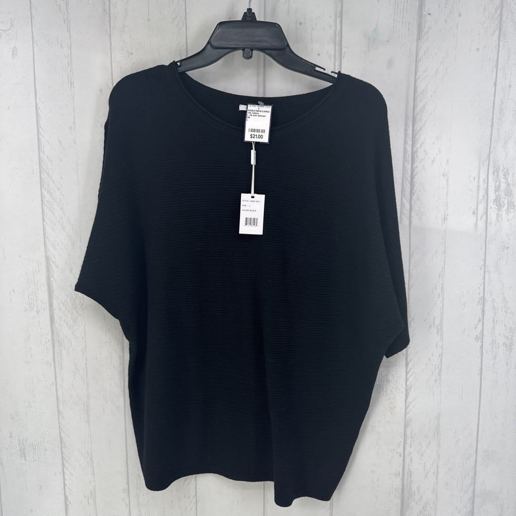 L rib knit dolman slv sweater
