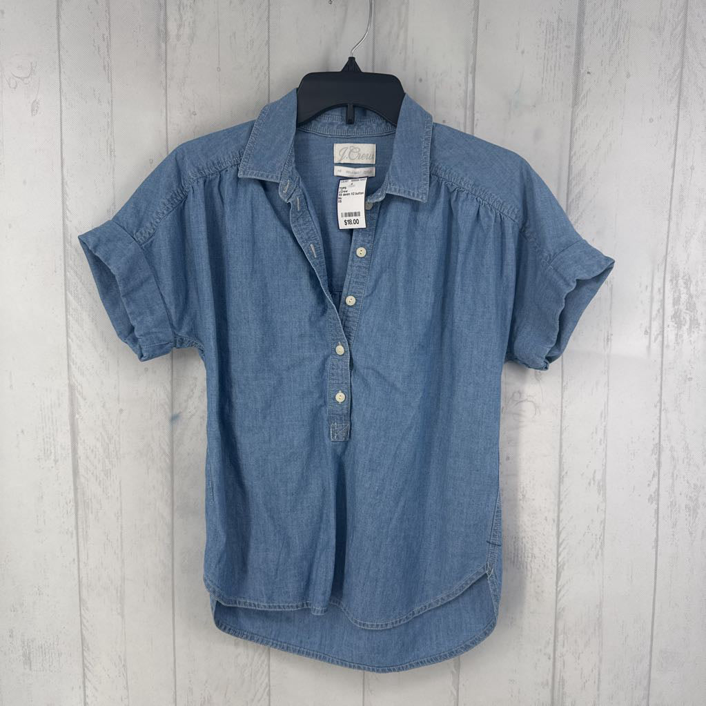 XS denim 1/2 button down s/s top