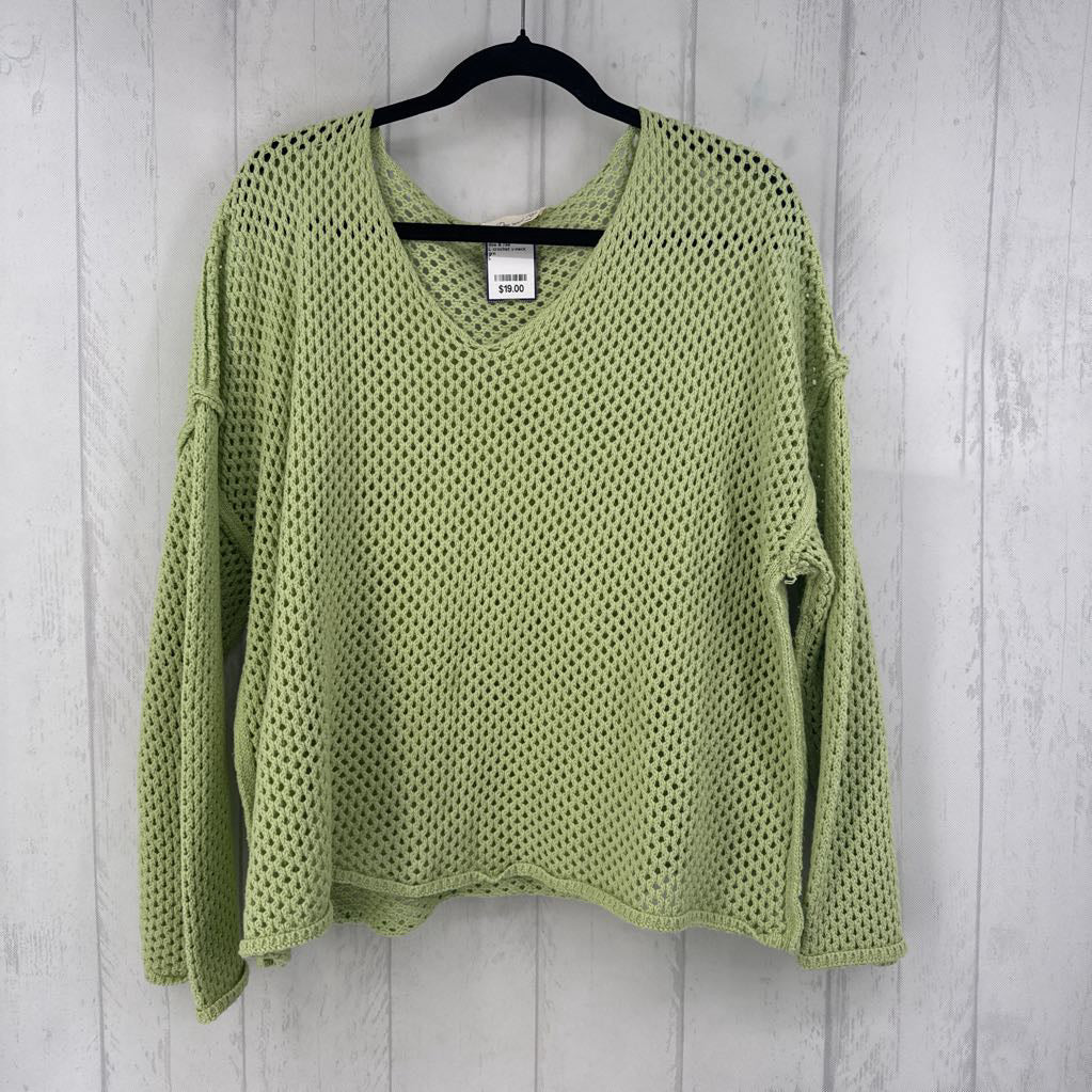 L crochet v-neck sweater