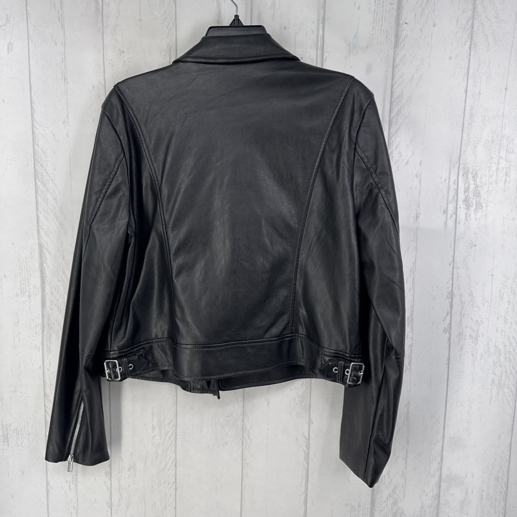 L faux leather moto jacket