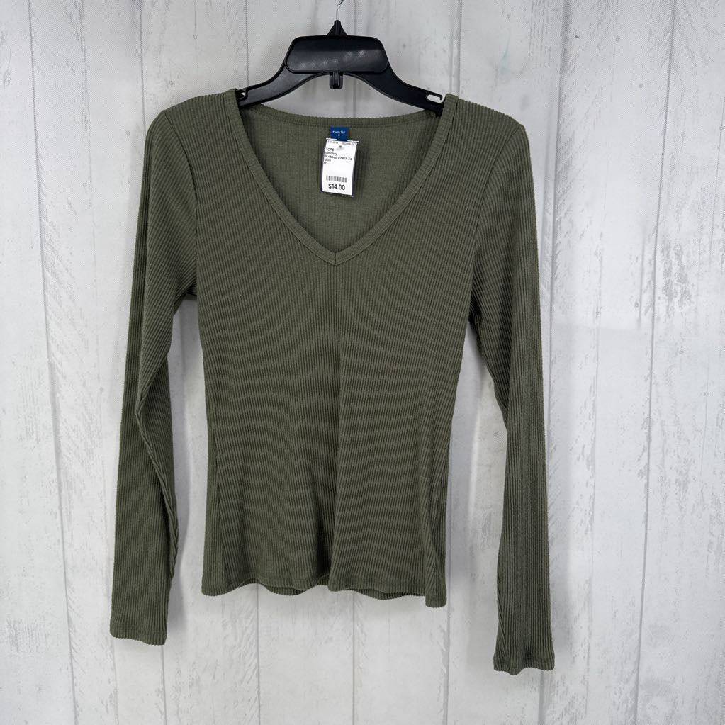 M ribbed v-neck l/s top