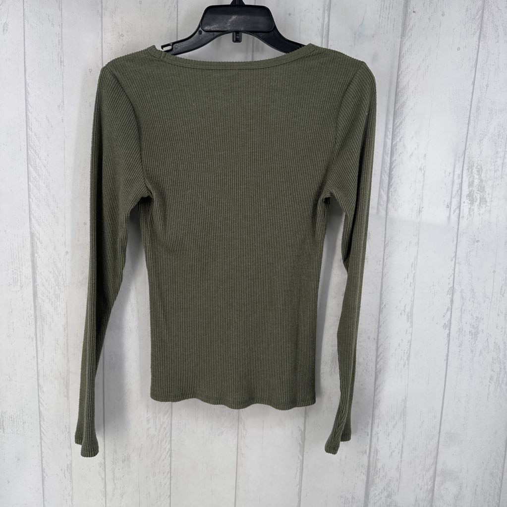 M ribbed v-neck l/s top