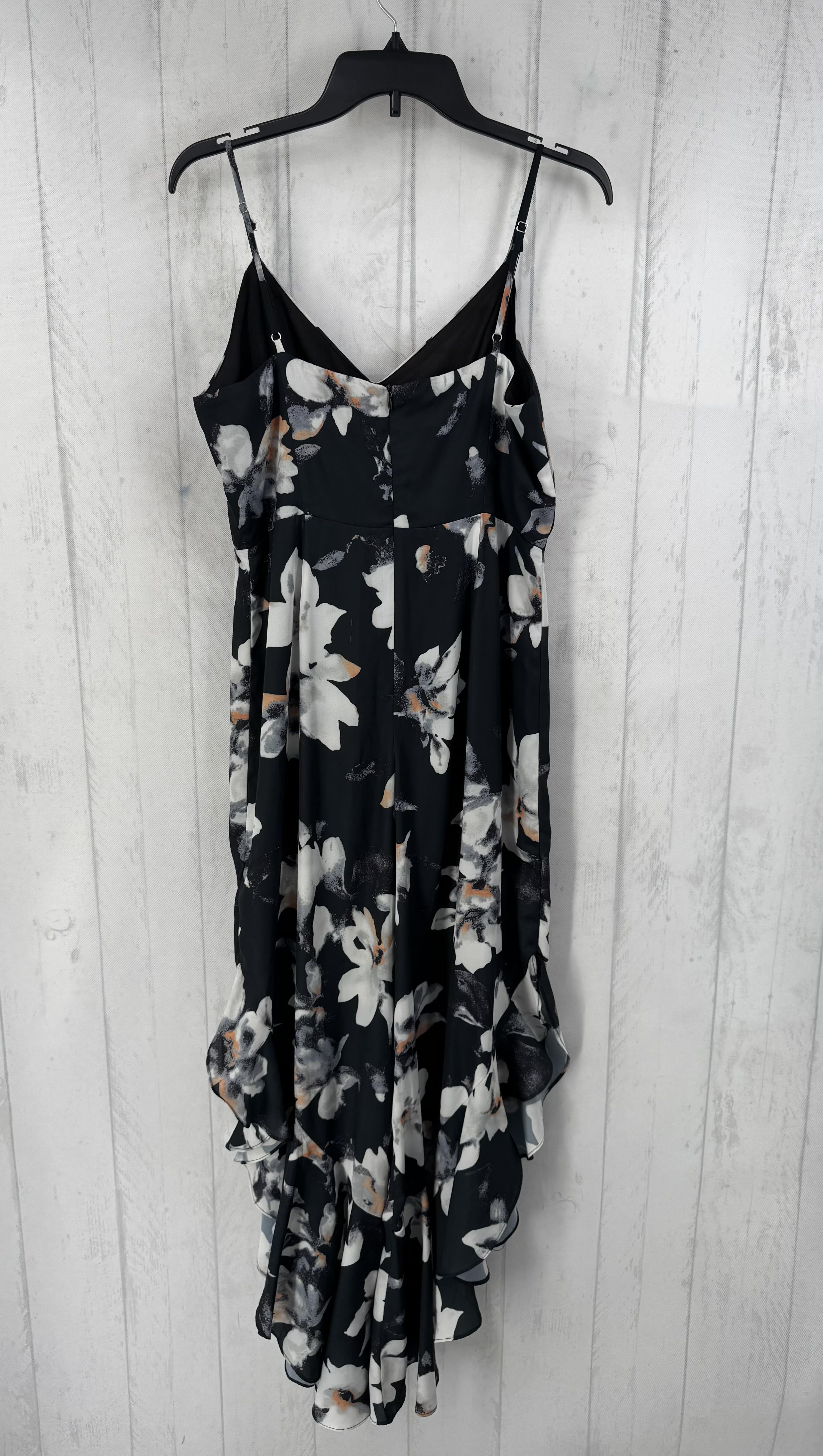 L flo print ruffled leg slvls jumpsuit