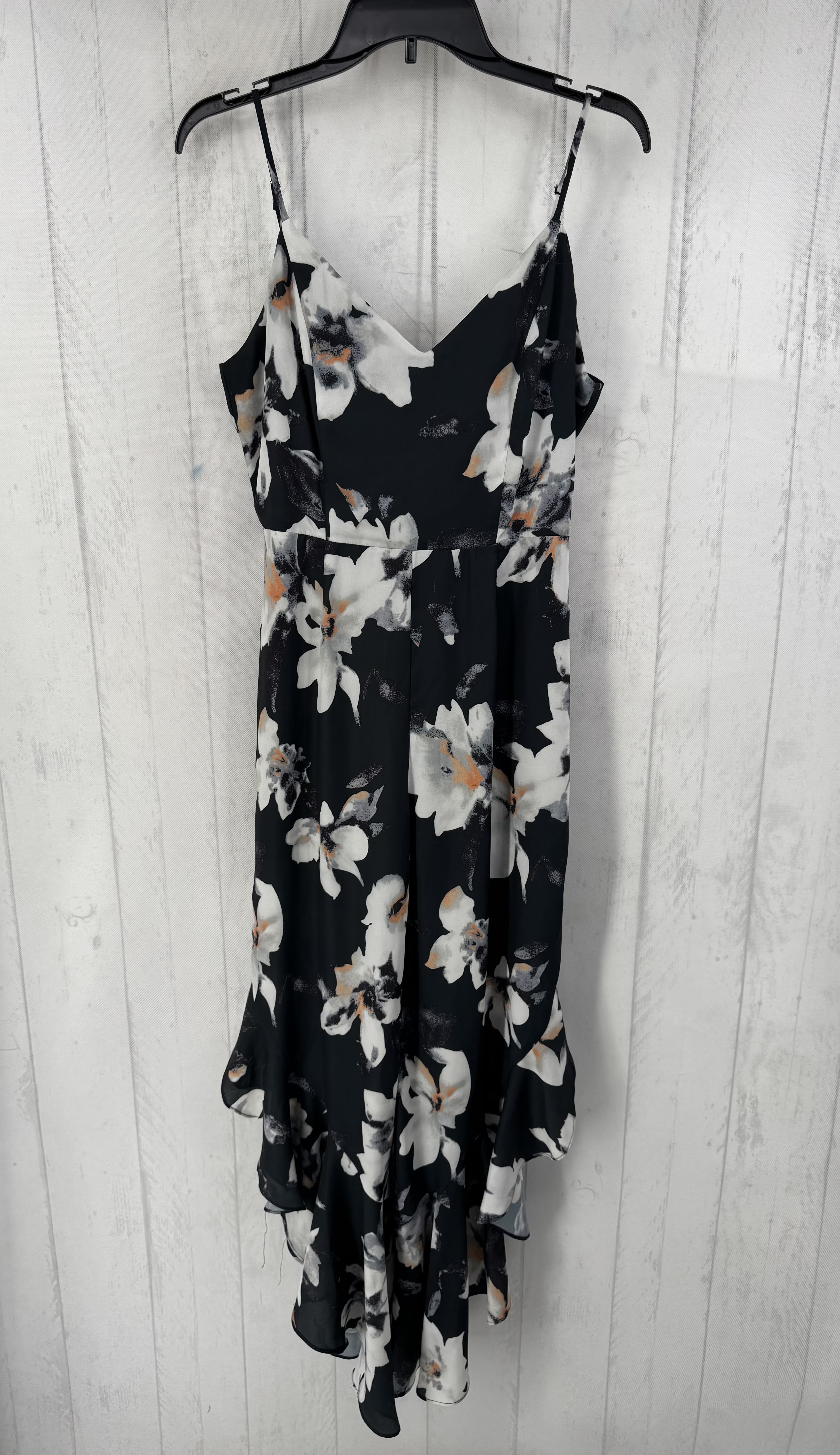 L flo print ruffled leg slvls jumpsuit