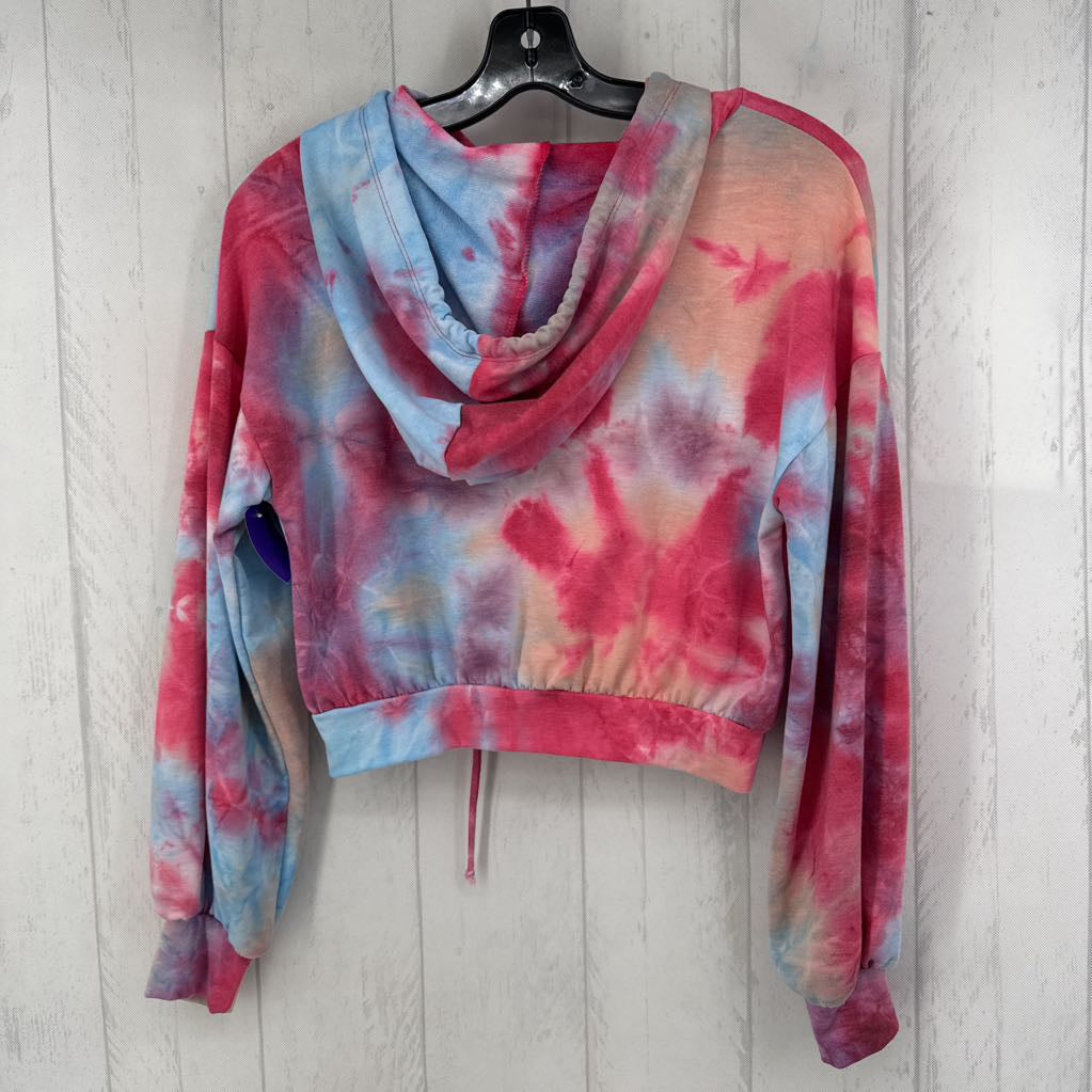 XS crop tie-dye pull over hoodie