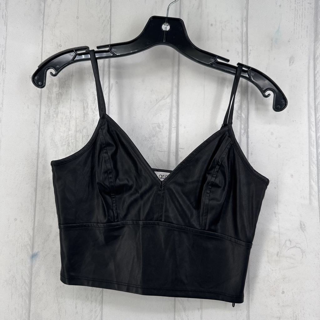 XS faux leather corset-style crop tank