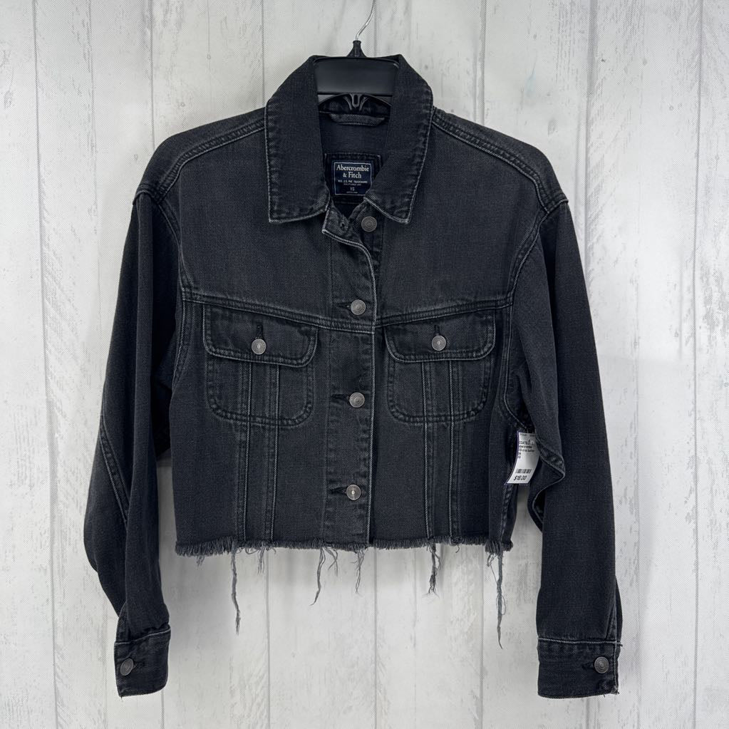 XS crop button jean jacket