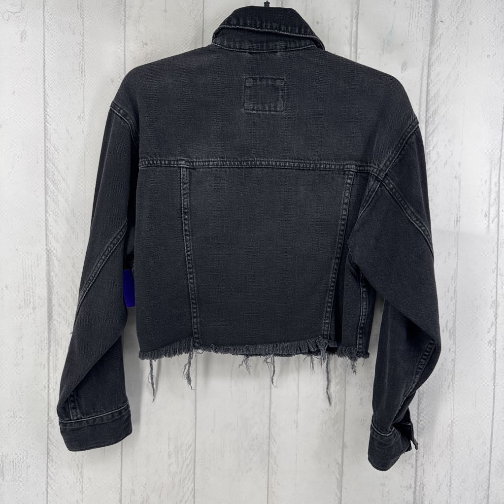 XS crop button jean jacket