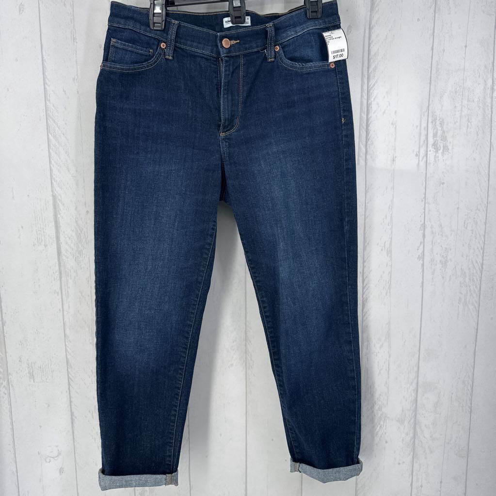 8 cuffed straight leg jeans