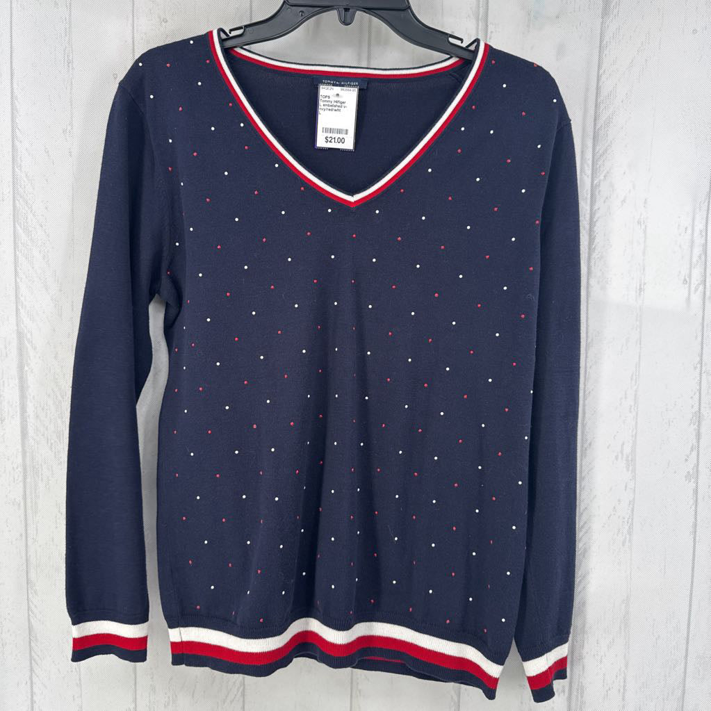 L embelished v-neck top