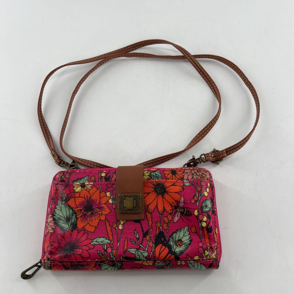 flower print zip around crossbody wallet
