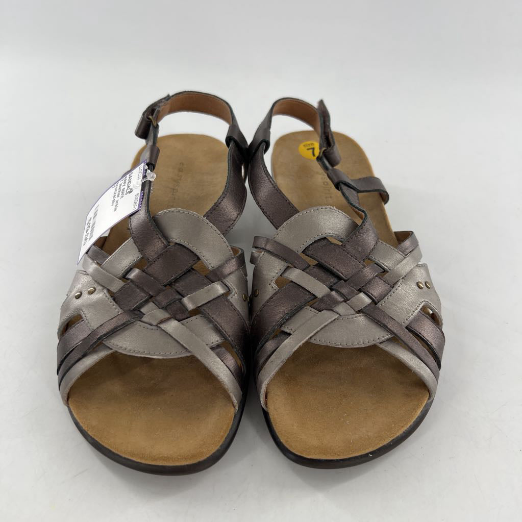 7 leather ankle strap sandal