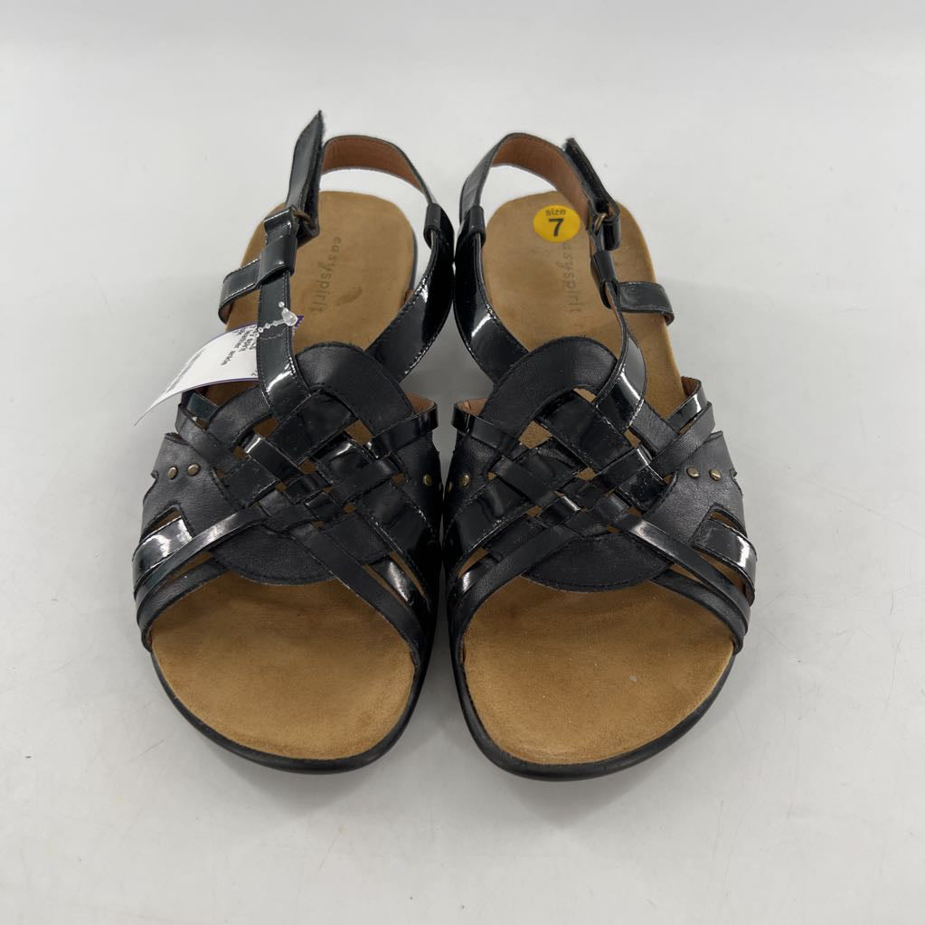 7 leather ankle strap sandal