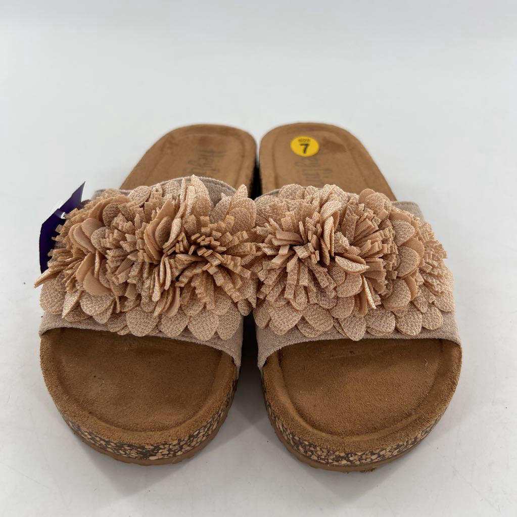 7 suede floral slides
