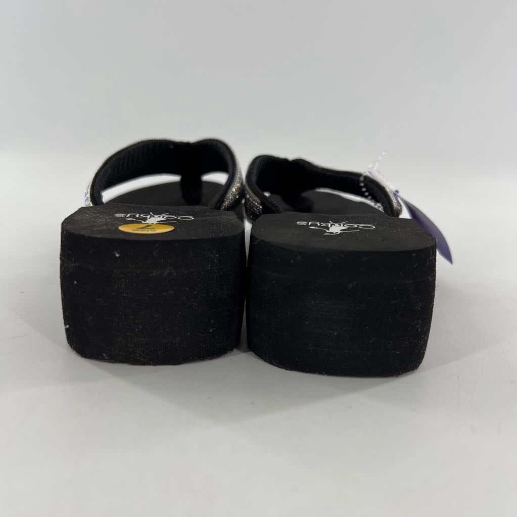 7 wedge heel rhinestone flip-flops